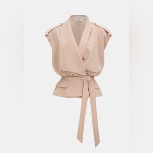 Commense Beige Wrap Blouse